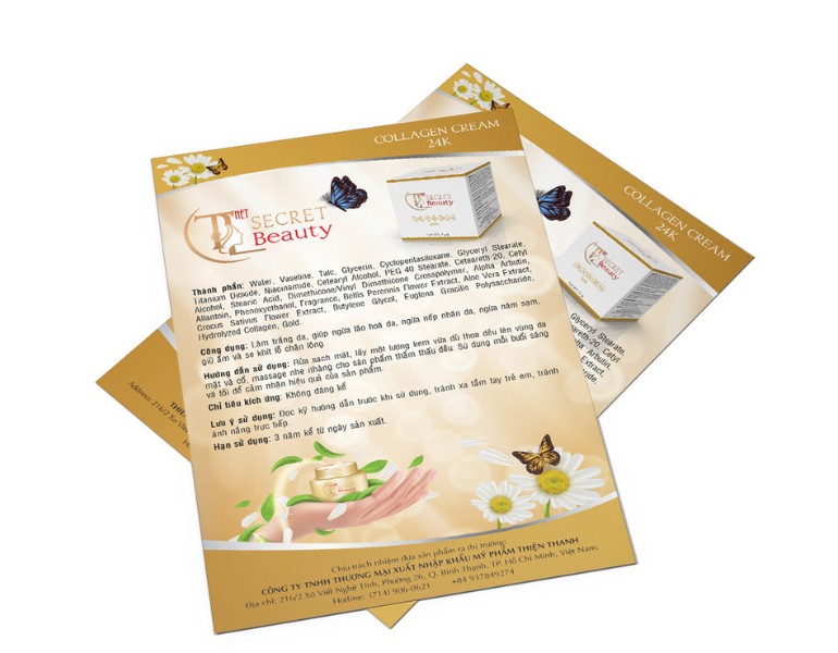 In giấy hướng dẫn sử dụng mỹ phẩm dạng phẳng